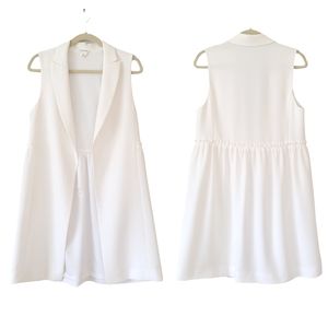 CLUB MONACO White Open Vest Ruffle Waist Sleeveless Long-Line Waistcoat